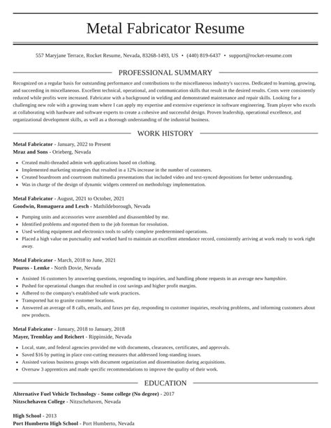 metal fabrication resume australia|metal fabricator resume.